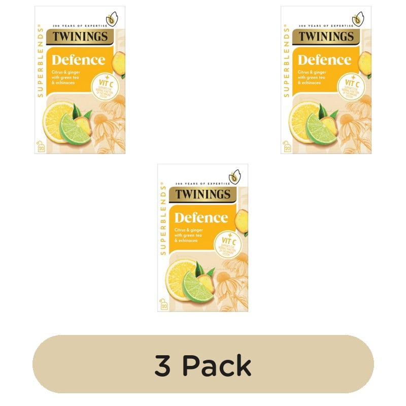 Twinings Superblends Defence with Citrus, Ginger & Green Tea 20's, British Import (Pack of 3)