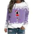 thumbnail image 1 of Sharpies Hauts Grande Taille pour Femmes, T-Shirt Imprimé Mode Ample, Blouse à Manches Longues, Col Rond Hauts Décontractés/violet,(L), 1 of 3