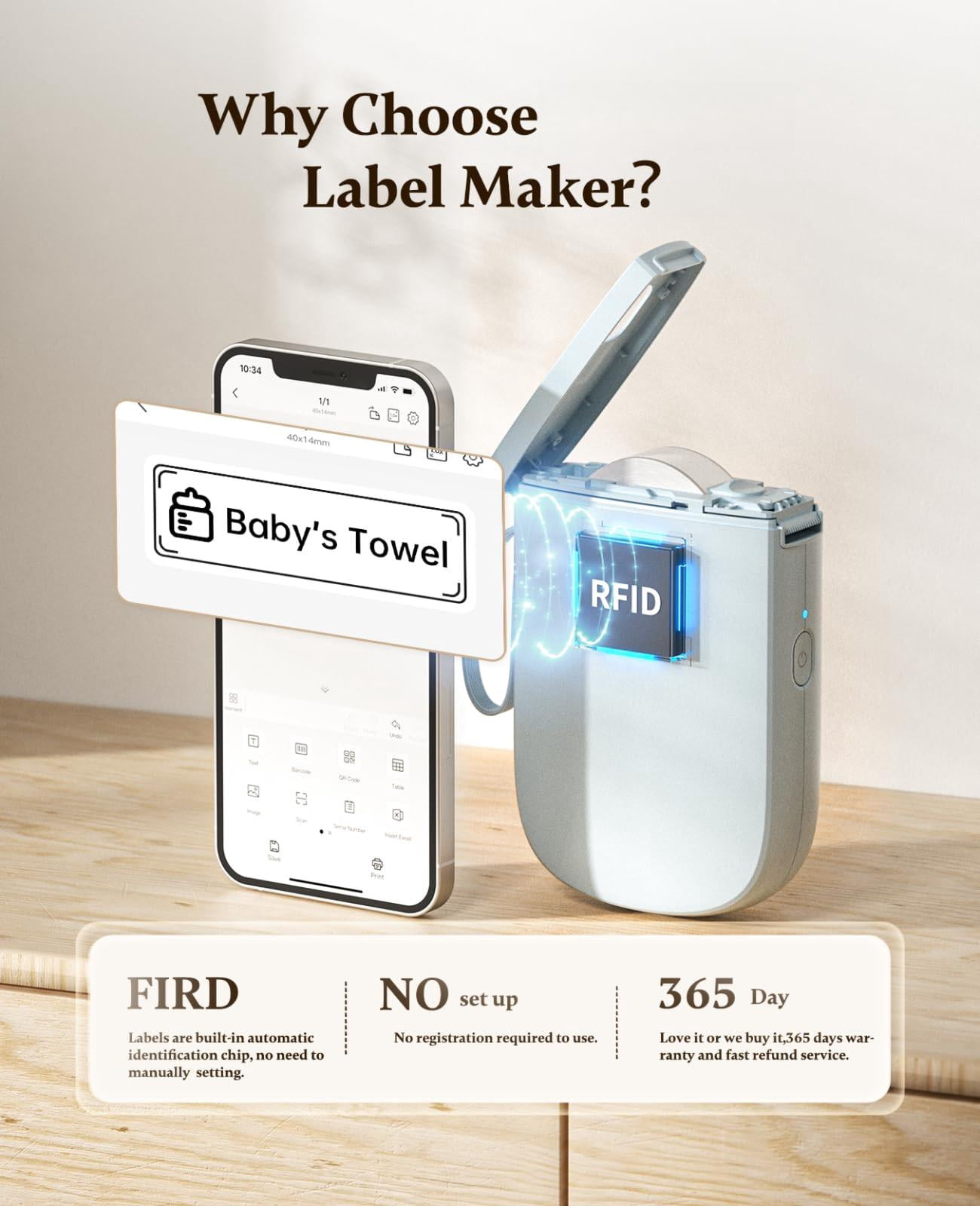 300 Dpi D11 Label Maker Machine With 1 Tape  Mini Portable Printer Thermal Sticker Labeler For Office Home Kitchen School Organization Blue