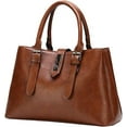 thumbnail image 2 of LHSHID Top Handle Handbag for Women Large Capacity Shoulder Bag Multi Pocket Tote Bag PU Leather Tote Bag Retro Satchel, 2 of 7