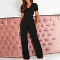 thumbnail image 5 of EHQJNJ Women's Elegant Jumpsuit V Neck Long Jumpsuit Trouser Suit Playsuit Romper Womens Rompers and Jumpsuits Black Jumpsuit for Women Elegant Full Body Jumpsuit Flare Leg, 5 of 6