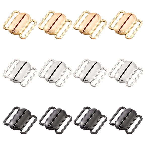 12 Sets 3 Colors Bra Closure Clasps 0.7 Inch Front Closing Bikini Clasp Clicker Closure Bikini Hook Closure Garment Clasps Bra Buckle for Sewing