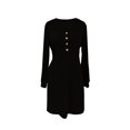 thumbnail image 4 of ZHOGXU Fashion Womens Bodycon Midi Dresses Solid Color V Neck Long Sleeve Fitted Button Front Office Daily Wear, 4 of 5