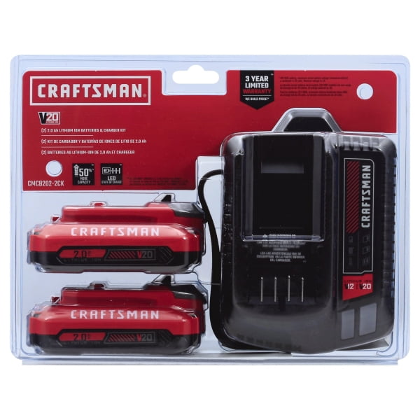 CRAFTSMAN V20 Battery & Charger Starter Kit, 2.0 Ah (CMCB202-2CK 