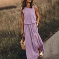 thumbnail image 2 of B91xZ Robes Printemps Été Col Carré Sans Manches Ourlet à Volants Robe, Violet P, 2 of 5