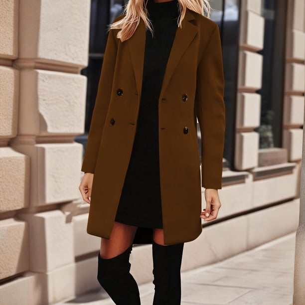 Qholemyo Wool Blend Long Jackets for Women Lightweight Loose