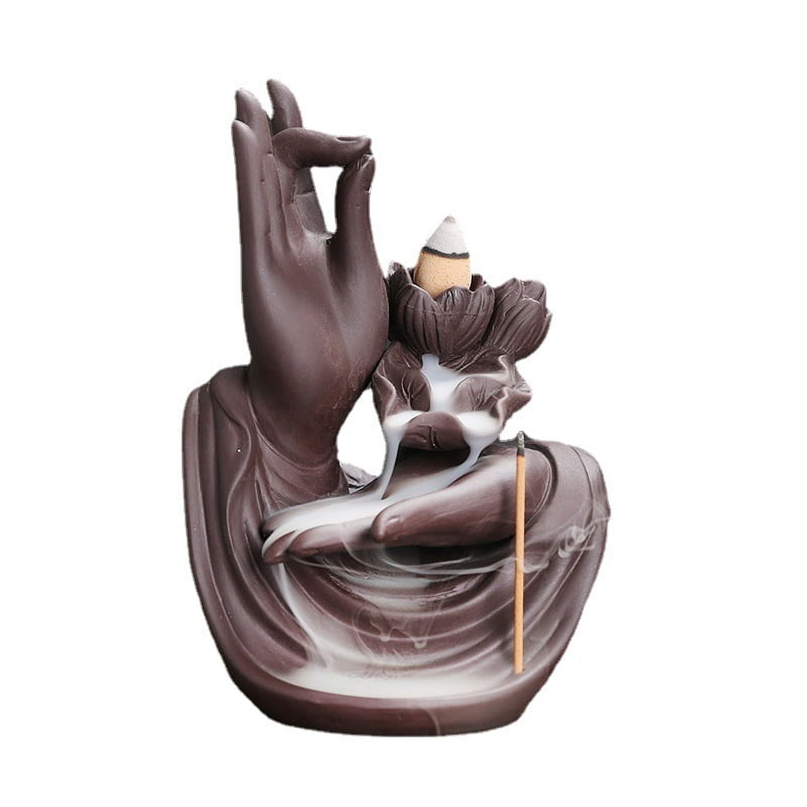 Purple Sand Backflow Incense Burner Waterfall Smoke Creative Lotus Buddha's Hand Incense Holder Censer Aroma Burner Crafts