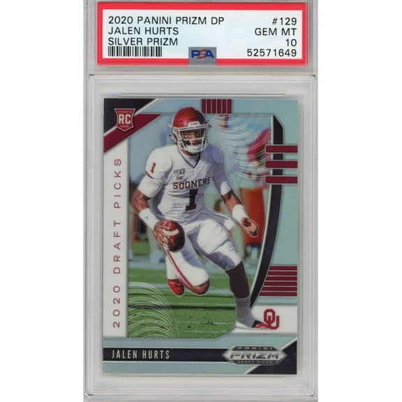 Graded 2020 Panini Prizm Draft Picks DP Jalen Hurts #129 Silver Rookie RC Football Card PSA 10 Gem Mint