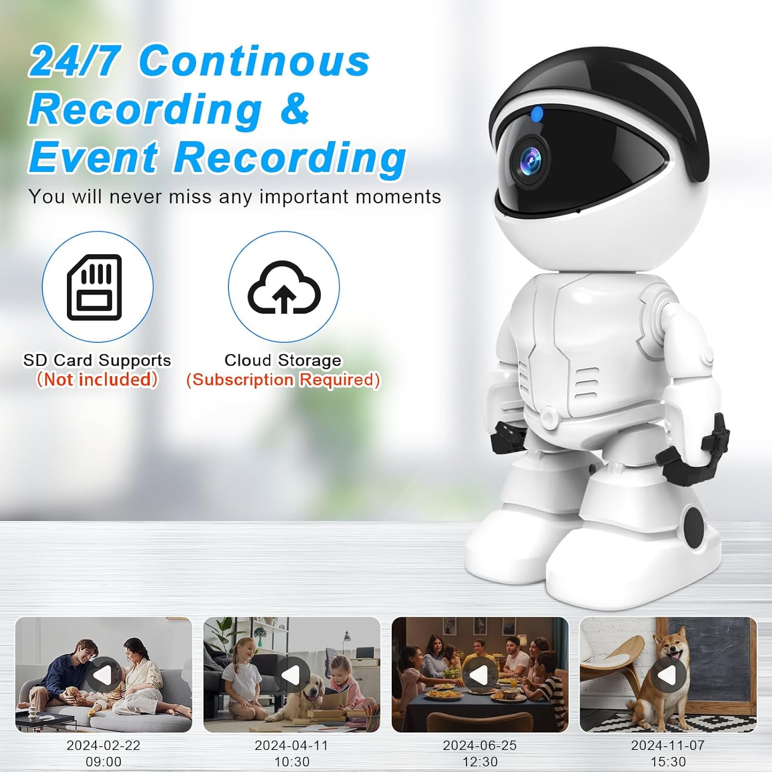 Indoor Camera 2K 5G/2.4Ghz WiFi Home Security, Baby/Pet/Robot Camera with Phone App Motion Detection, Color Night Vision, Siren Alarm, Two-Way Talk, Human Detection