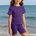 thumbnail image 4 of HBGVBA Girls Summer Outfits Casual 2 Piece Short Sleeve Tee and Bike Shorts Comfy Clothings Set, 4 of 5