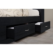 Hodedah Twin Size Captain Bed with 3 Drawers and Headboard in Cherry Wood