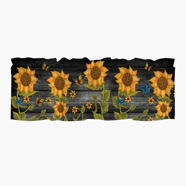 Valances For Windows Sunflower Cottage Style Polyester Window Valance With Rod Pocket 18 In H X 54 In W For Kitchen Or Living Room