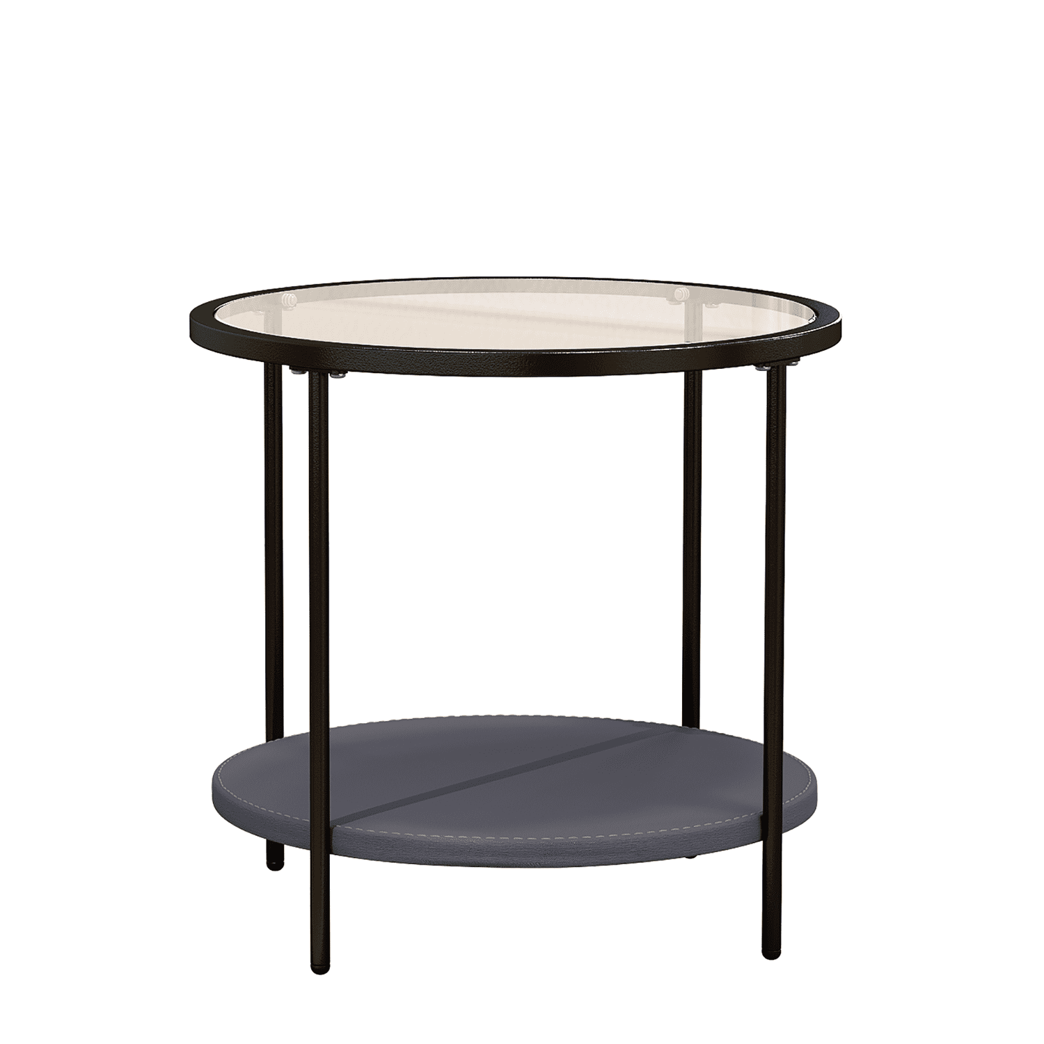 Kadyn Glass Coffee Table, Modern Round Coffee Table for Living Room, Carbon Steel 2-Tier Tea Table & Pet Sharing Table (Provide pet mat), Black Kadyn Glass Coffee Table, Modern Round Coffee Table for Living Room, Carbon Steel 2-Tier Tea Table & Pet Sharing Table (Provide pet mat), Black