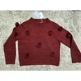 thumbnail image 1 of Michelle Nicole Rabbit Fur Pom Pom Long Sleeve Crewneck Sweater Wine Red Size M, 1 of 1