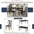 thumbnail image 4 of Churanty Classic 6 Pieces Dining Set Wooden Rectangle Table and 4 Chairs with Bench for Kitchen Dining Room,Espresso, 4 of 11