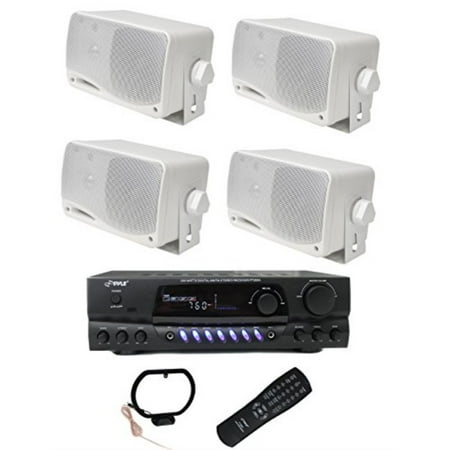 4 Pyle Plmr24 200w Outdoor Speakers Pt260a 200w Stereo Theater