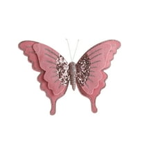 Pink Christmas Bows - Fabric Butterfly with Double-layered Wings, for Christmas Tree, Christmas Decorations for Tree, Garland, Christmas Tree Ornaments