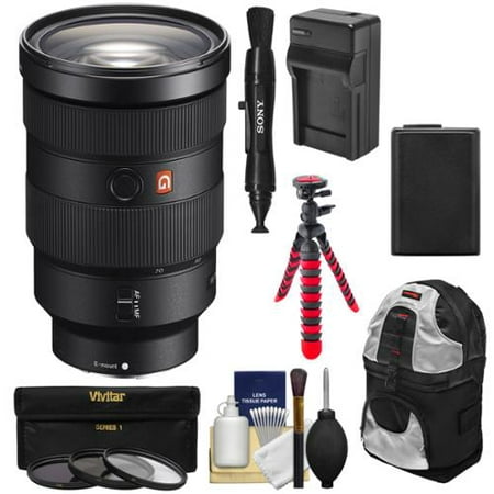 Sony Alpha E-Mount FE 24-70mm f/2.8 GM Zoom Lens with Battery & Charger + Backpack + Flex Tripod + 3 Filters +