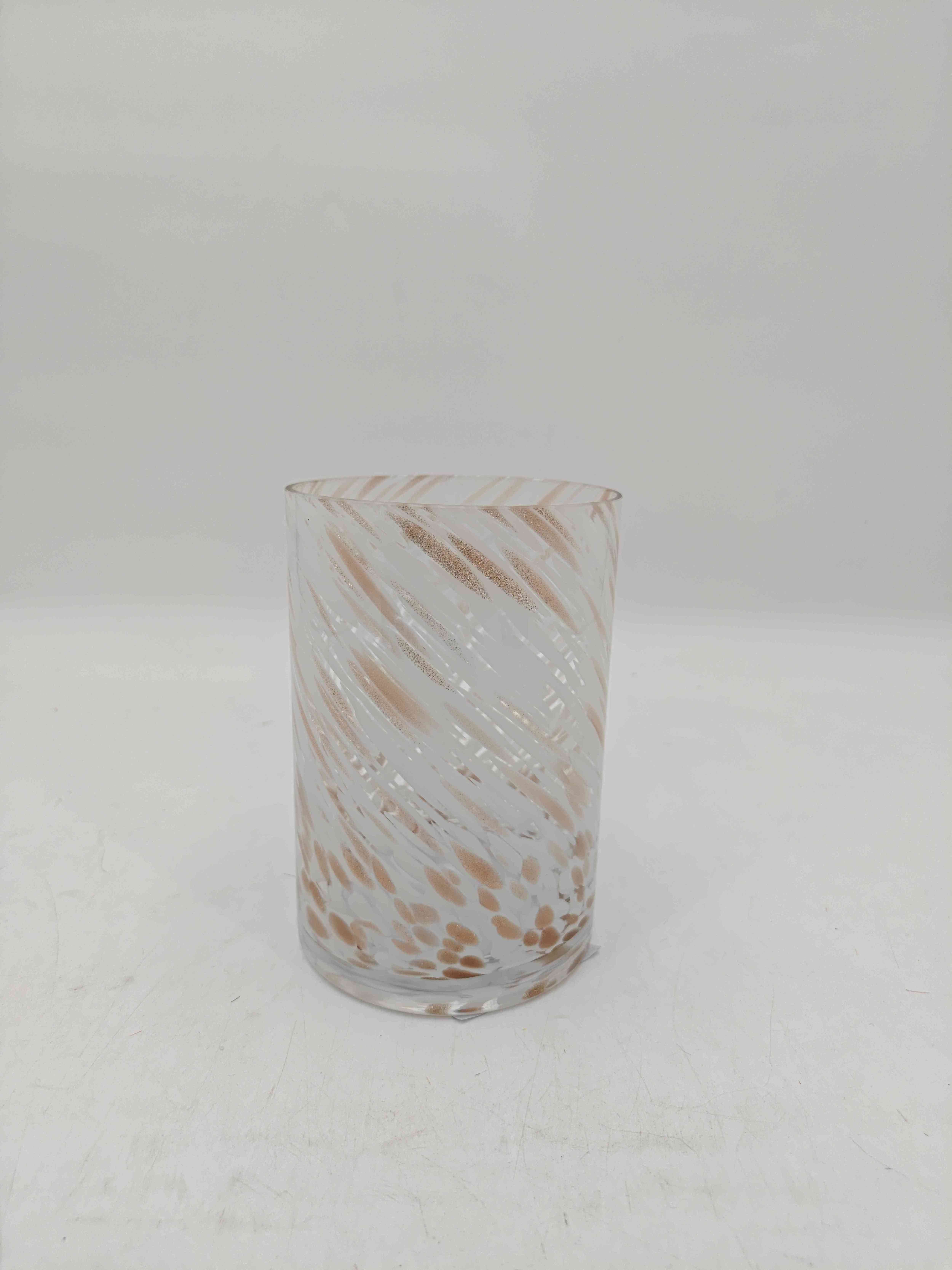 Better Homes & Gardens 4 Inch White and Gold Hurricane Candle Holder Glass