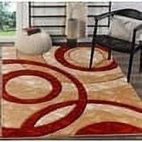 GLORY RUGS Area Rug Modern 4x6 Dark red Circles Geometry Soft Hand Carved Contemporary Floor Carpet Fluffy Texture for Indoor Living Dining Room and Bedroom Area