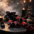 thumbnail image 4 of Halloween Artificial Roses Purple Silk Flowers 1 Bundles 5 Head Roses for Halloween Home Vase Wedding Patry Decoration Indoor Outdoors, 4 of 6