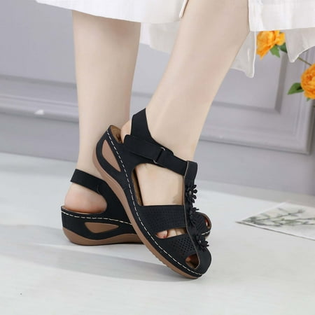 

Women s Closed Toe Leather Sandals Orthotic Comfy Casual Shoes Arch Support Softsole Ankle Strap Boho Gladiator Cross Woven Beach Shoes Clearance