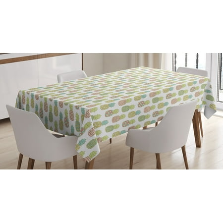 

Ambesonne Pineapple Tablecloth Rectangular Table Cover Pastel Tropical Fruit 52 x70 Multicolor