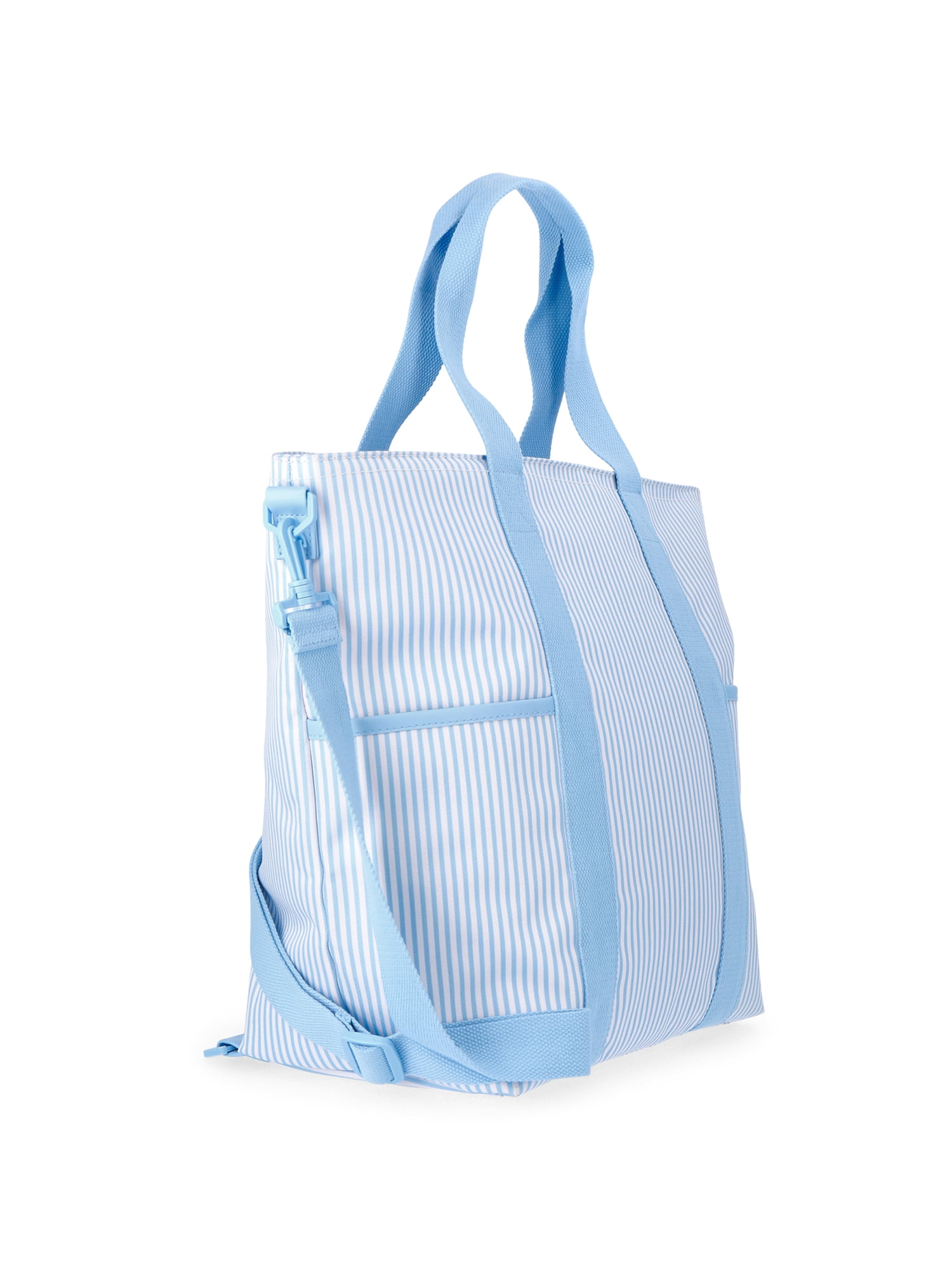 No Boundaries Women's Beach Insulated Tote Bag, Sky Pin Stripe
