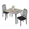 thumbnail image 1 of Bingirl Dining Table Set for 2, Rustic Brown Kitchen Table with Cushion Seats and Chamfer Design, 1 of 7