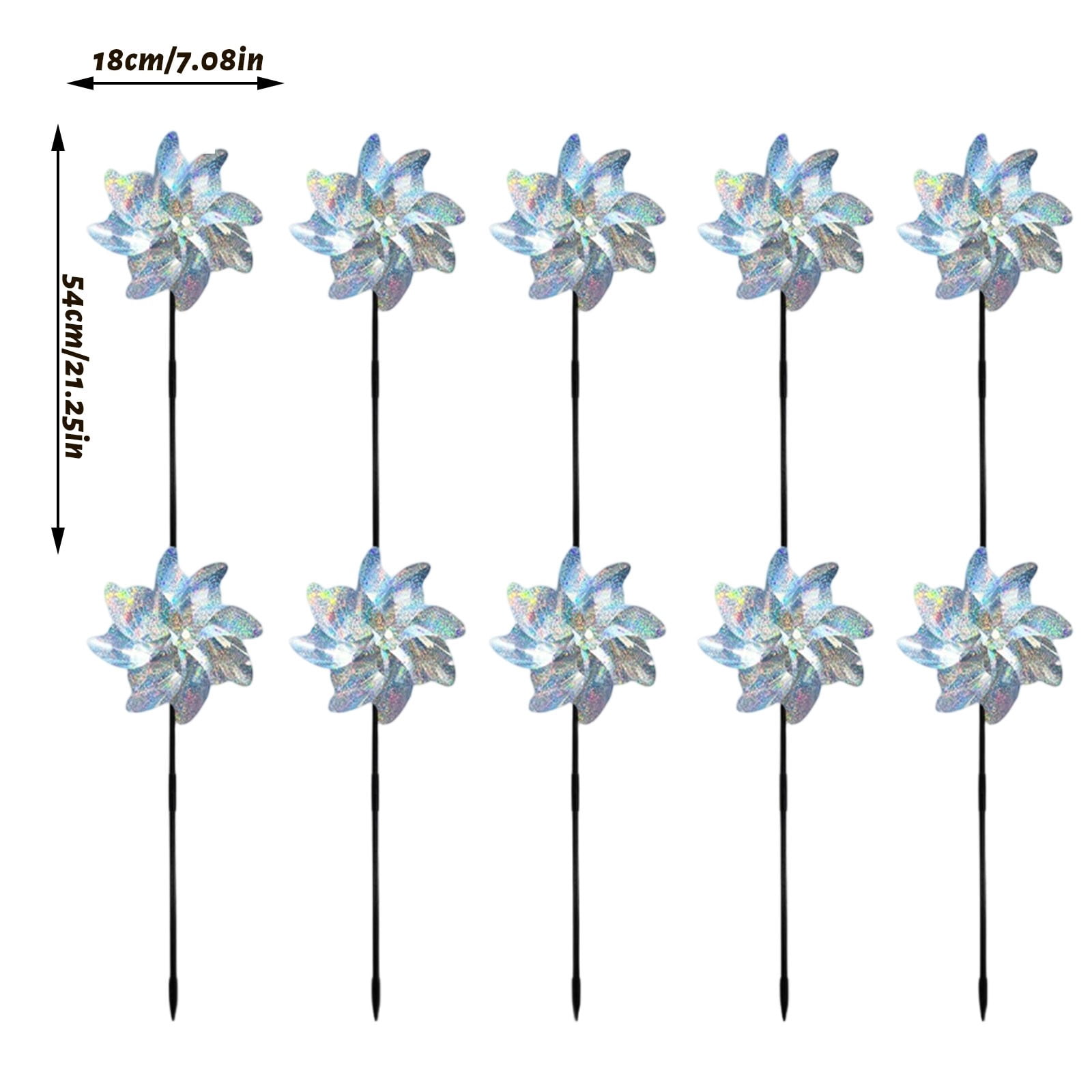 Reflective Holographic Bird Pinwheels Bird Windmill 10 Inch Holographic Spinner for Bird Yard Garden Outdoor 10 Pack