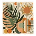 thumbnail image 2 of Ambesonne Monstera Shower Curtain, Leaves Mid Century Boho, 69"Wx75"L, Peach and Pale Reseda Green, 2 of 4