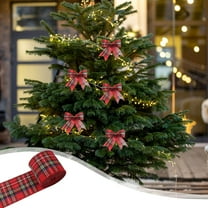 Christmas Plaid Ribbon, Imitation Linen Webbing for DIY Tree Decoration, Gift Wrapping and Craft, 6 Meters Length, 4cm Width