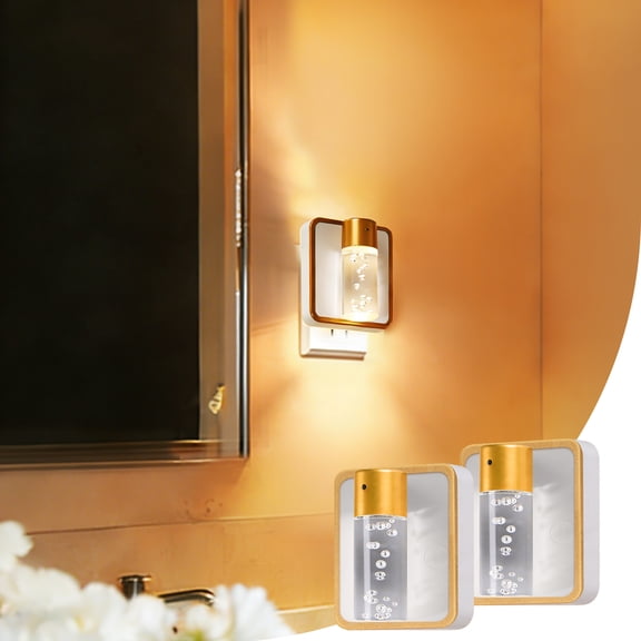 SUNBEAK Night Light Plug in,Decorative LED Night Light,Dusk to Dawn Night Light Plug into Wall with Light Sensor,Dimmable Warm White Nightlight for Hallway, Stairs,Bedroom,2 Pack