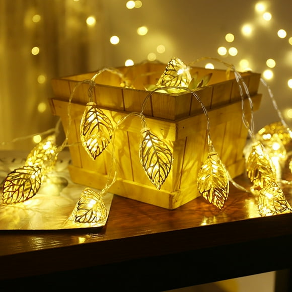 Xihbxyly Guirnalda de Luces Navideñas, Diseño de Hojas de Madera de 2 M, Luces Led Blancas Cálidas, Decoración para Interiores y Exteriores, Ambiente Festivo, Ideal para Navidad y Acción de Gracias,