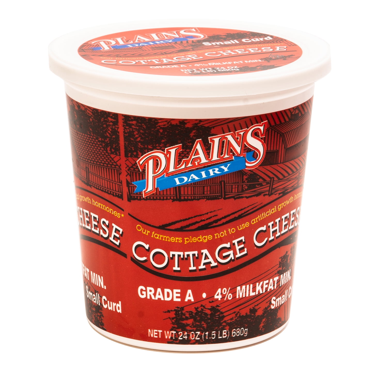 Plains Dairy 4 Milk Fat Small Curd Cottage Cheese, 24 Oz.