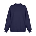 thumbnail image 6 of vdgthytj Crewneck Sweatshirts Women Long Sleeve Pleated Solid Basic Pullover Loose Comfy Fall Athleisure Tops(X-Large,Navy), 6 of 6
