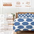 thumbnail image 6 of 3 Piece Dahlia Flower Duvet Cover Set Queen Size, Microfiber Comforter/Quilt Cover with Corner Ties and 2 Pillowcases, Farmhouse Botanical Blue Grey Floral All Season Soft Bedding with Zipper Closure, 6 of 8