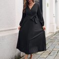 thumbnail image 4 of Abcnature Womens Maxi Dress, Women Autumn Winter Solid Cross V-neck Pleated Dress, Plus Size Summer Casual Long Dresses, Wedding Guest Dresses Beach Party Dress Black S, 4 of 4