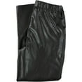 thumbnail image 2 of ALFANI Womens Black Faux Leather Pull-on Straight leg Party Pants Size: L, 2 of 2