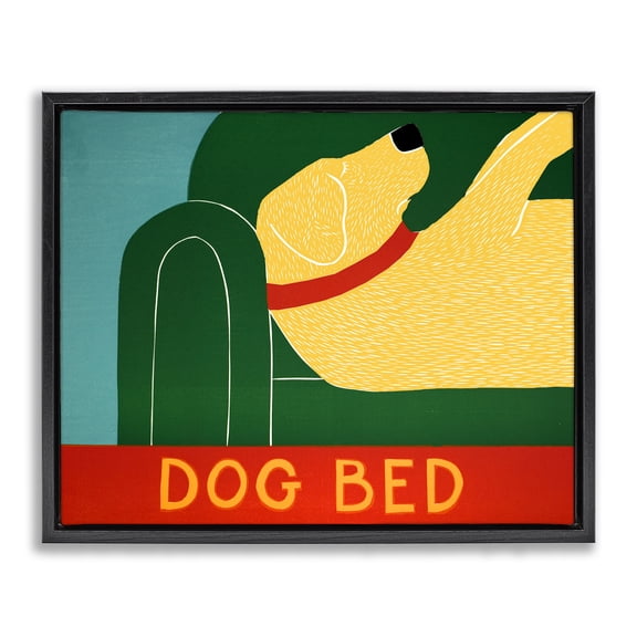 Dog Bed Labrador Black Framed Floater Canvas Wall Art, design by Stephen Huneck