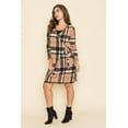 thumbnail image 3 of Mocha Plaid Wrap Midi Dress, 3 of 5