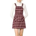 thumbnail image 6 of INSPIRE CHIC Women's Adjustable Strap Plaid Suspender Overall Dress M Red, 6 of 9