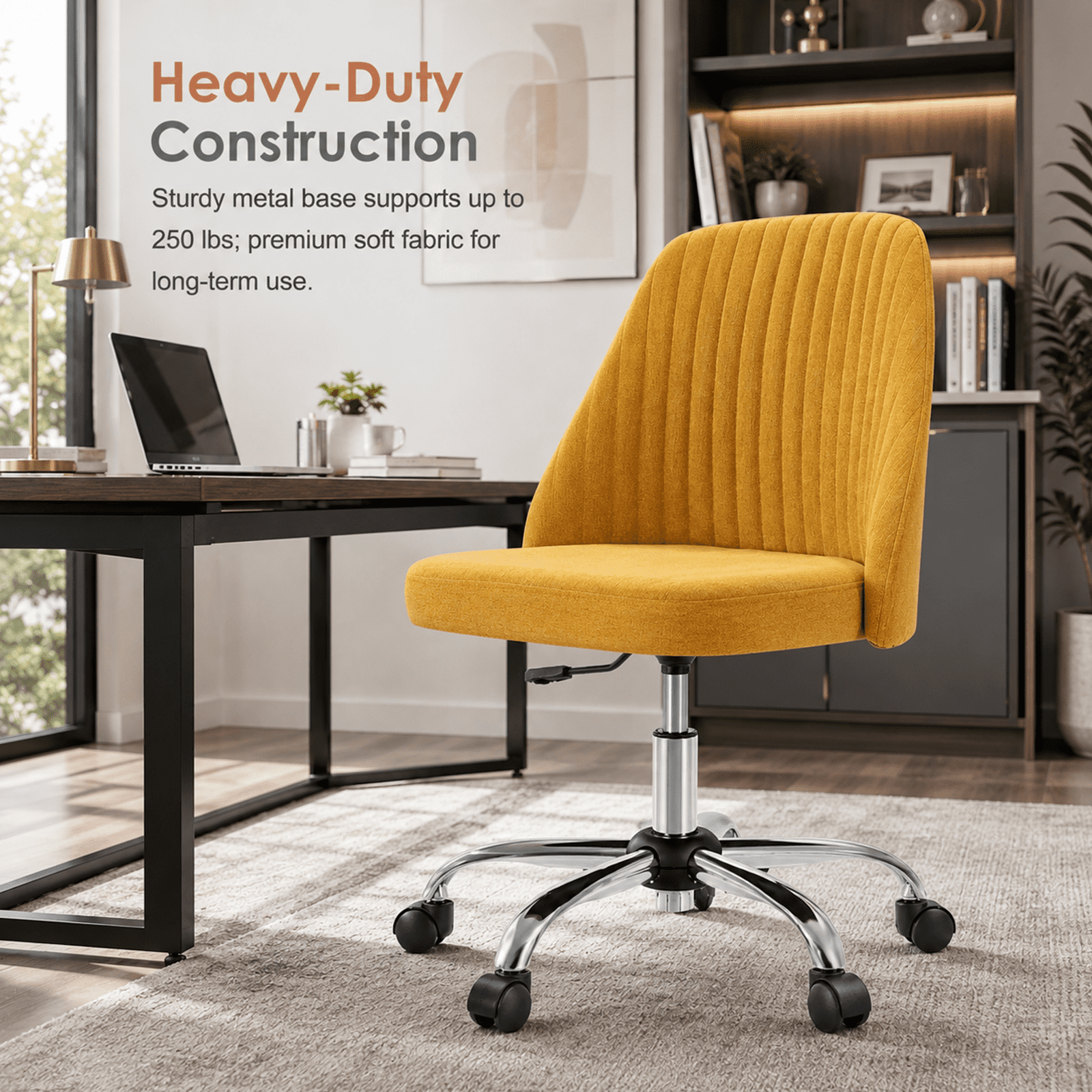 Alvantor Comfy Office Chair, Adjustable Swivel Desk Chair with Wheels, Wide Seating, Modern Fabric Vanity Chair