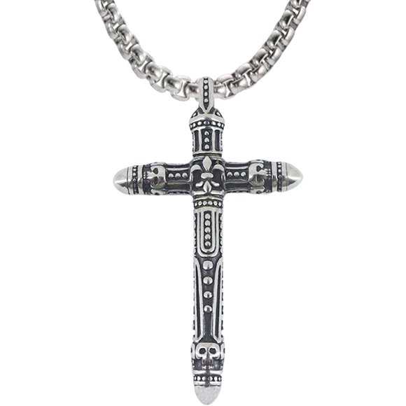Men's Thick Necklace Large Chain Stainless Steel Thick Celtic Chain Vintage Pendant Cross Nordic Symbol Amulet Jewelry