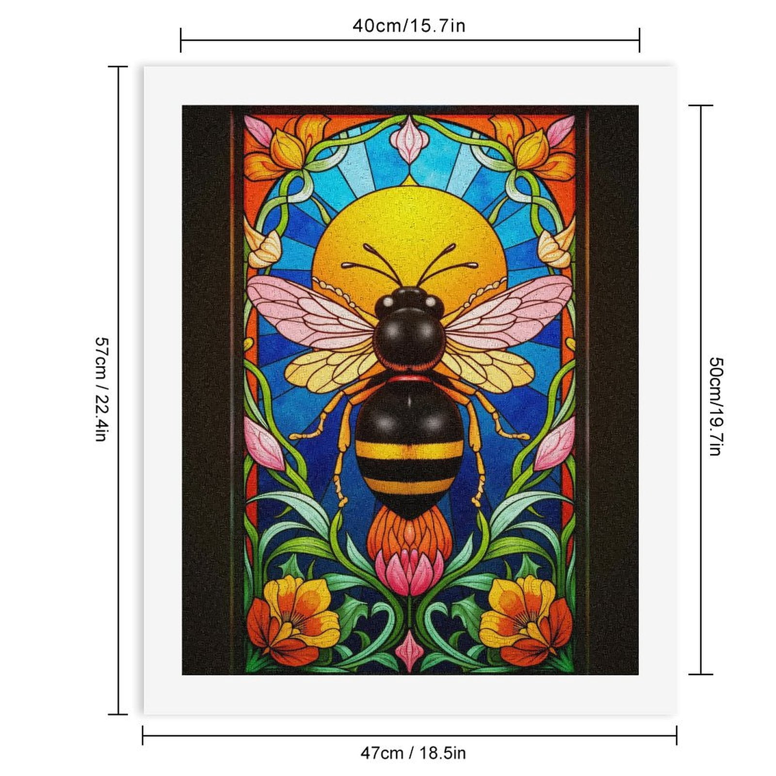 Paint By Numbers Kit for Adults Beginner - DIY Colorful Bee Stained Glass Art Deco Canvas Painting Kits for Adults, Frameless Paint By Number for Adults for Home Wall Decor 16x20 Inch