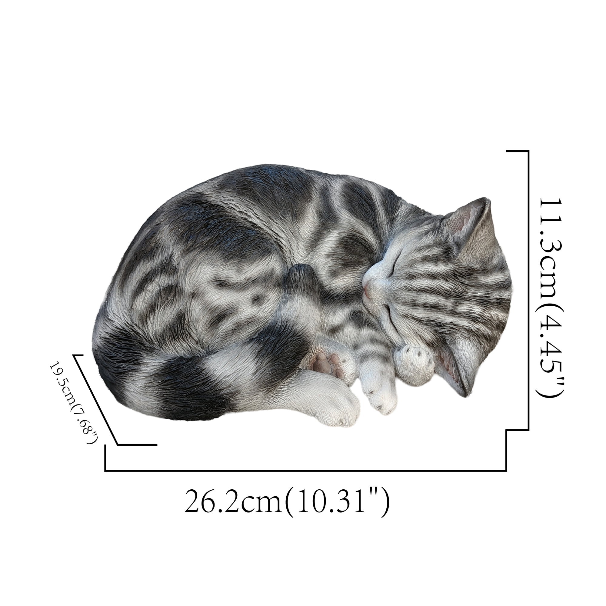 Hi-Line -Tabby Dreams: Enchanting Black & White Polyresin Sleeping Cat Figurine