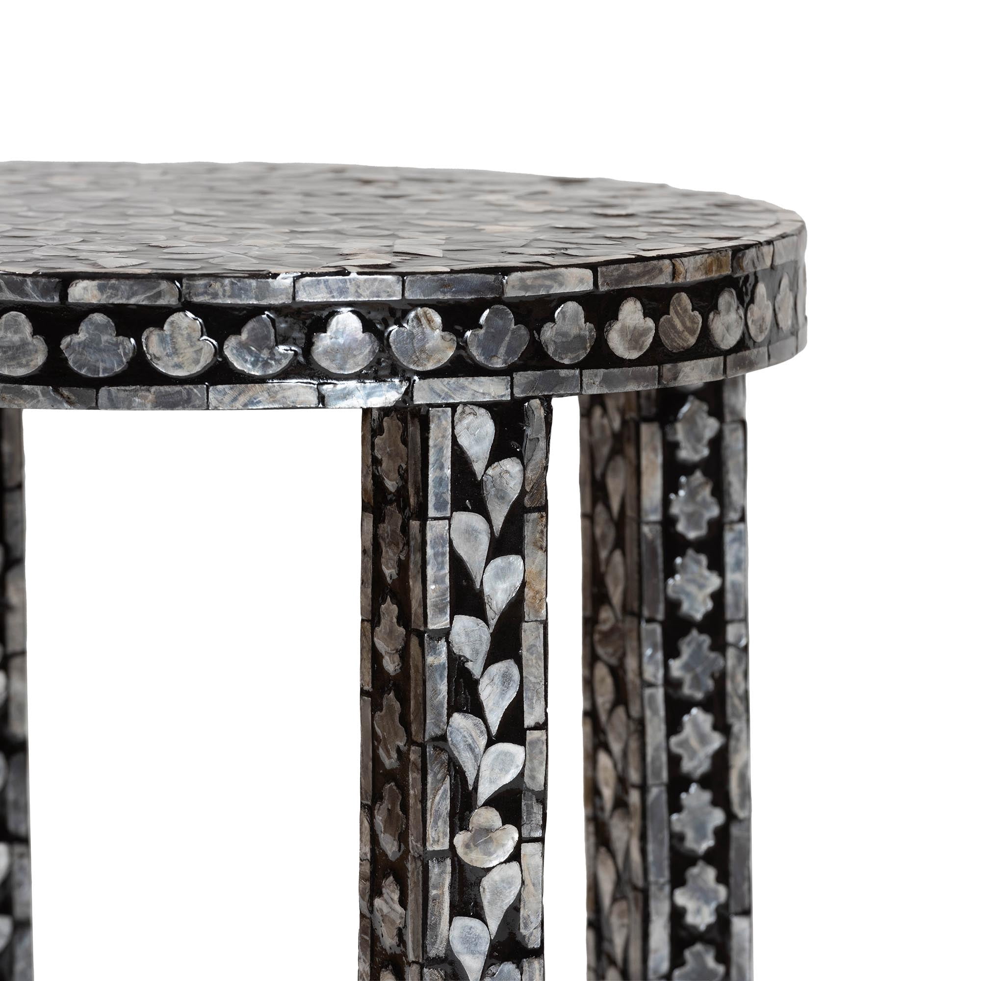 bali & pari Elara Coastal End Table, Mosaic Black