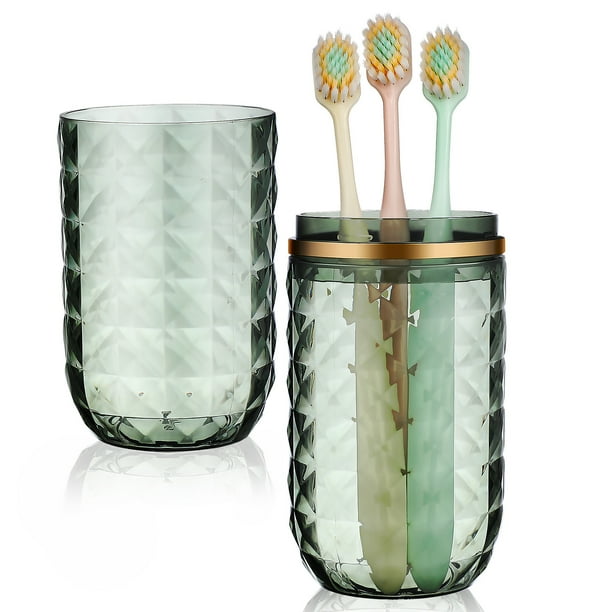 BRIGHTFUFU Portacepillos de dientes Vaso de viaje para enjuague bucal Estuche para cepillos de dientes con tapa Estuche reutilizable para pasta de dientes Vaso Estuche para artículos de tocador