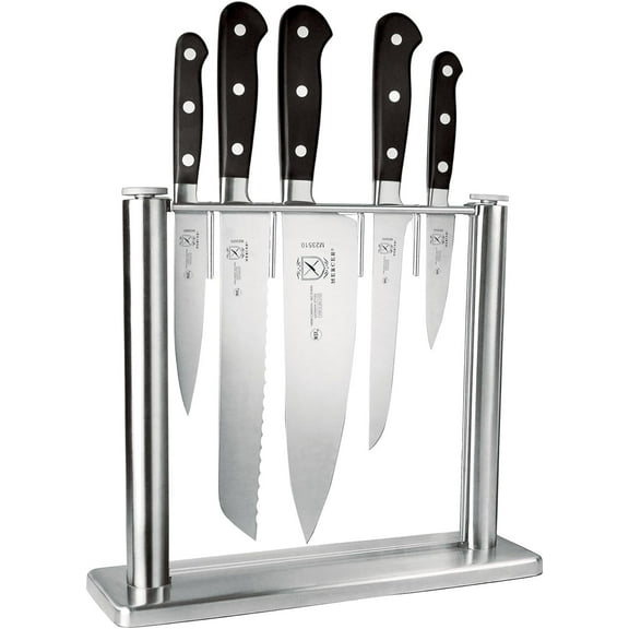 Mercer Culinary Renaissance 6-Piece Forged Steel Knife Block Set, Stainless and Tempered Glass Block