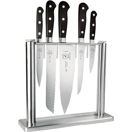 Mercer Culinary Renaissance 6-Piece Forged Steel Knife Block Set Stainless and Tempered Glass Block